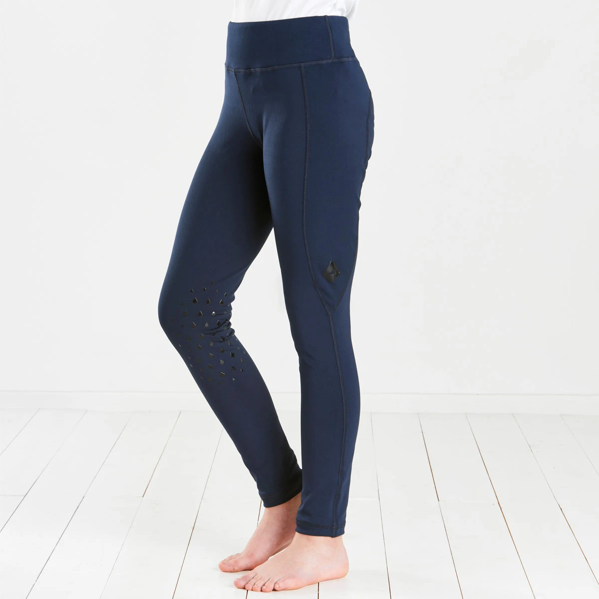 Harry Hall Junior Bala Silicone Knee Riding Tights Navy Blue 2 Harry Hall Junior Bala Silicone Knee Riding Tights Navy Blue - Image 2