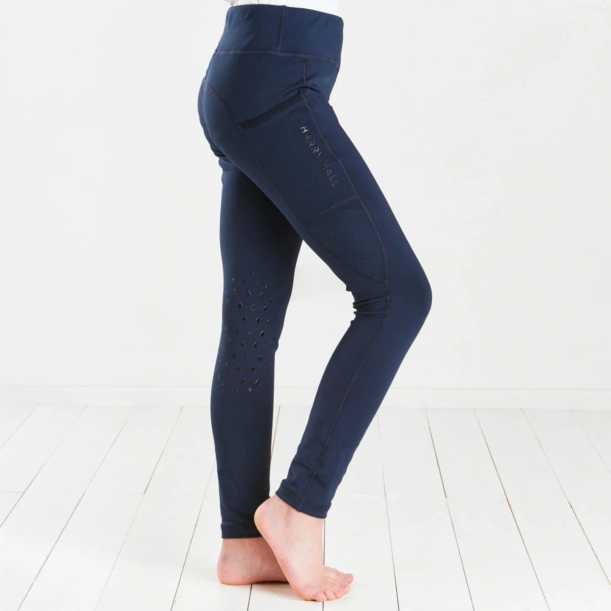 Harry Hall Junior Bala Silicone Knee Riding Tights Navy Blue 1 Harry Hall Junior Bala Silicone Knee Riding Tights Navy Blue