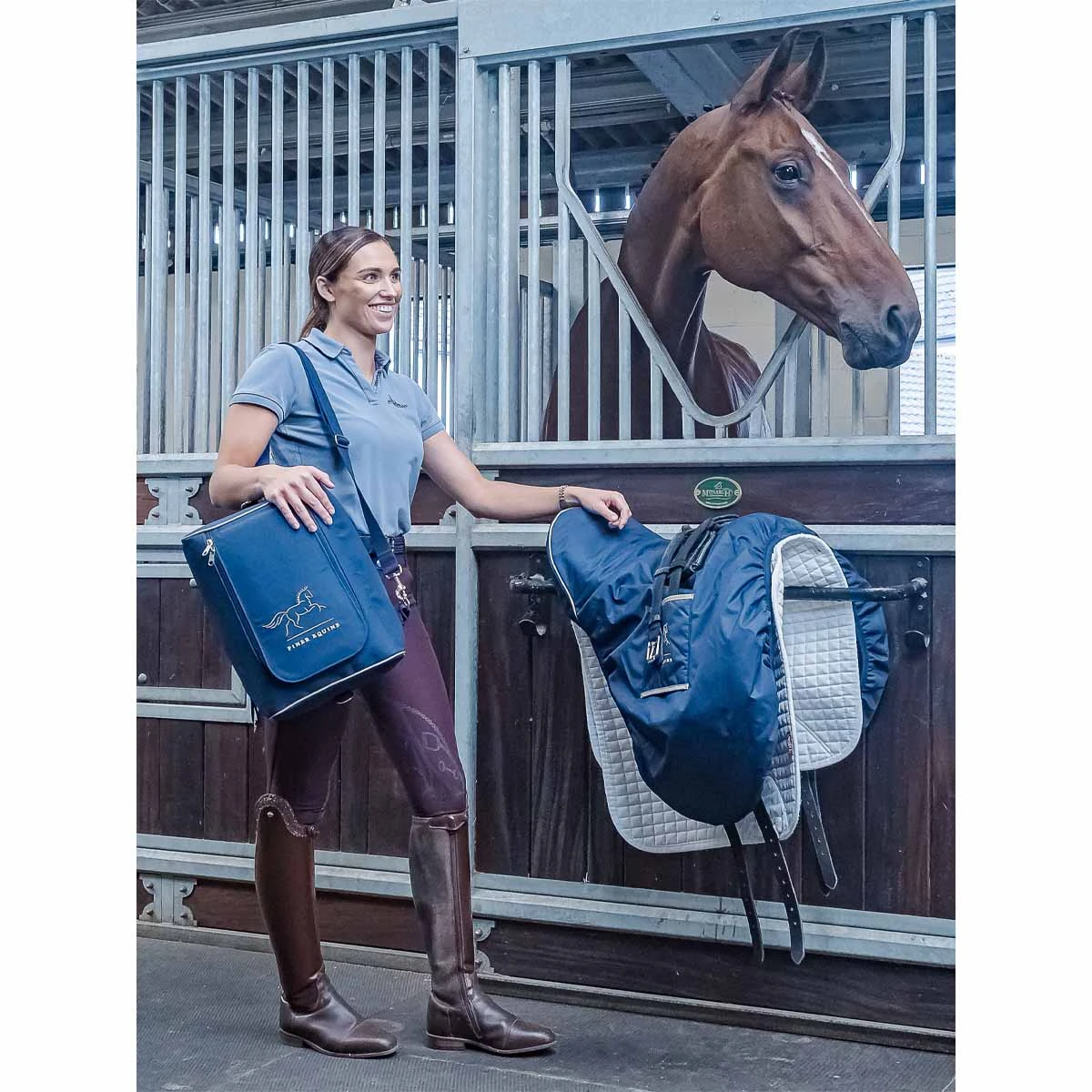 Finer Equine Dressage Saddle Cover Navy Blue 7 Finer Equine Dressage Saddle Cover Navy Blue - Image 7