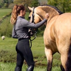 Harry Hall Bala Silicone Knee Ladies Horse Riding Tights Black -Saddle Store black bala