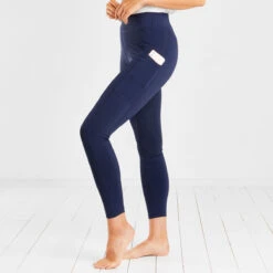Equestrian Silicone Grip Riding Leggings Navy Blue -Saddle Store blue amazon third image