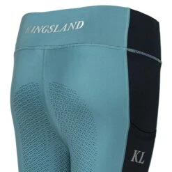 Kingsland Ladies Full Grip Compression Tights Blue 5 Kingsland Ladies Full Grip Compression Tights Blue -Saddle Store blue compression tights detail waistband resized