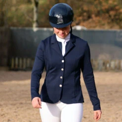 Harry Hall Show Jacket Ladies Navy Blue 18 Harry Hall Show Jacket Ladies Navy Blue -Saddle Store blue show jacket lifestyle