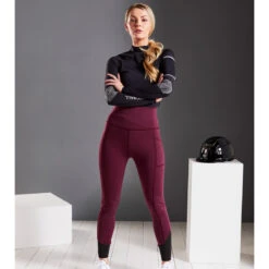 Harry Hall Bala Silicone Knee Ladies Riding Tights Burgundy 10 Harry Hall Bala Silicone Knee Ladies Riding Tights Burgundy -Saddle Store burgundy 1 1