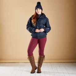 Harry Hall Winter Riding Tight Full Silicone Seat Burgundy -Saddle Store burgundy lifestyle 1