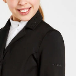 Harry Hall Show Jacket Junior Black -Saddle Store collar and logo 2