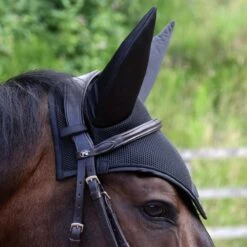 Protechmasta Infrared Fly Veil With Soundproof Ears -Saddle Store detail image black fly veil 2