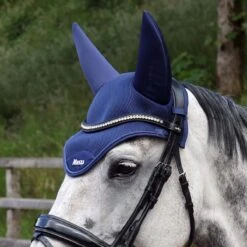 Protechmasta Airmesh Fly Veil With Soundproof Ears Navy Blue -Saddle Store detail image navy fly veil 2 1