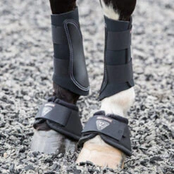 Equilibrium Tri-Zone Over Reach Boots Black -Saddle Store eqb003 tri zone over reach boots paired with brushing boots black