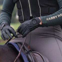 Harry Hall Riding Glove With Fleece Lining Black -Saddle Store fleece lined gloves black lifestyle