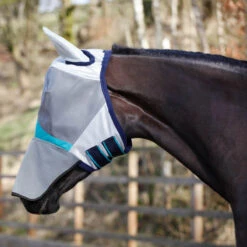 Masta Fly Mask With Ear & Nose Protection Teal 7 Masta Fly Mask With Ear & Nose Protection Teal -Saddle Store fly mask with nose