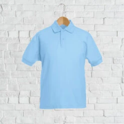 Personalised Junior Embroidered Polo Shirt Sky Blue