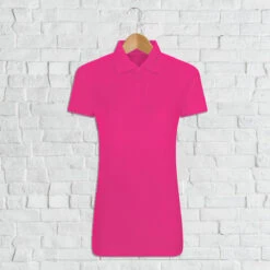 Personalised Ladies Embroidered Polo Shirt Fuchsia