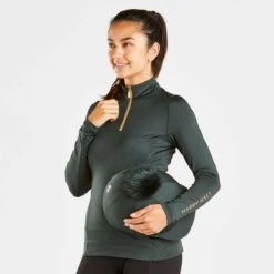 Harry Hall Ladies Base Layer Green -Saddle Store green 4th image ladies baselayer