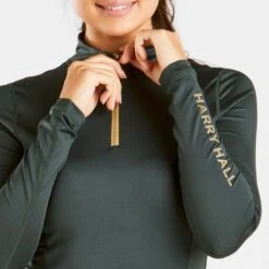 Harry Hall Ladies Base Layer Green -Saddle Store green detail sleeve image ladies baselayer
