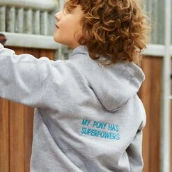 Personalised Junior Embroidered Hoodie Light Grey -Saddle Store grey hoodie
