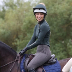 Harry Hall Winter Riding Tight Full Silicone Seat Olive Grey -Saddle Store grey lifestyle ridden 1