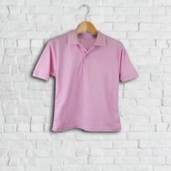 Personalised Kids Embroidered Polo Shirt Baby Pink
