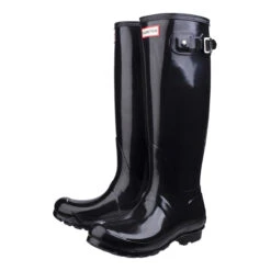 Hunter Original Tall Gloss Wellingtons Black -Saddle Store hn0212 bk 6