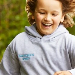 Personalised Junior Embroidered Hoodie Light Grey -Saddle Store hoodie grey