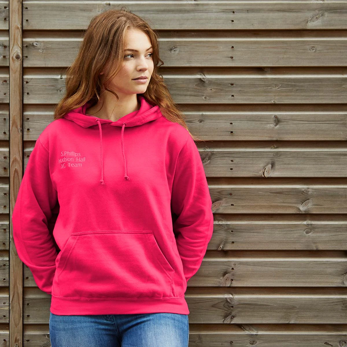 Personalised Adults Embroidered Hoodie Hot Pink 3 Personalised Adults Embroidered Hoodie Hot Pink - Image 3