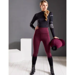 Harry Hall Bala Silicone Knee Ladies Riding Tights Burgundy 11 Harry Hall Bala Silicone Knee Ladies Riding Tights Burgundy -Saddle Store lifestyle burgundy