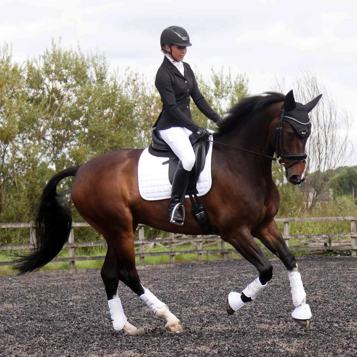 Protechmasta Infrared Airmesh Dressage Saddlecloth White 9 Protechmasta Infrared Airmesh Dressage Saddlecloth White - Image 9