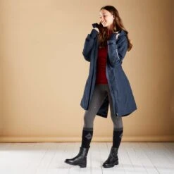 Harry Hall All-Weather Long Jacket II Dark Navy -Saddle Store lifestyle hh8176 one