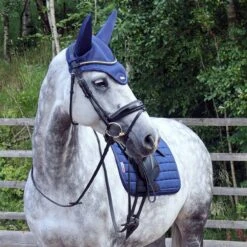 Protechmasta Airmesh Fly Veil With Soundproof Ears Navy Blue -Saddle Store lifestyle image navy fly veil 1