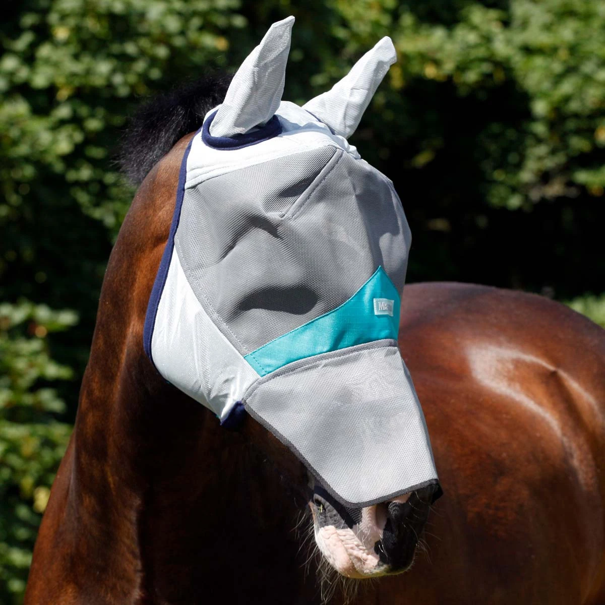 Masta Fly Mask With Ear & Nose Protection Teal 1 Masta Fly Mask With Ear & Nose Protection Teal