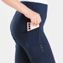 Harry Hall Junior Bala Silicone Knee Riding Tights Navy Blue 6 Harry Hall Junior Bala Silicone Knee Riding Tights Navy Blue -Saddle Store navy blue bala phone pocket image