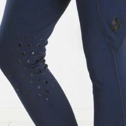 Harry Hall Junior Bala Silicone Knee Riding Tights Navy Blue -Saddle Store navy blue bala silicone knee detail image