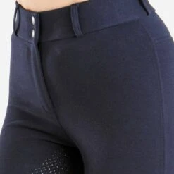 Farnell Breeches Full Grip Seat Navy Blue -Saddle Store navy blue farnell fastening detail