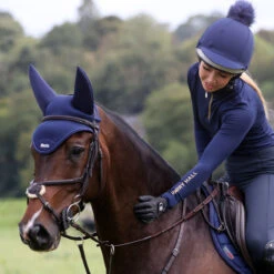 Protechmasta Airmesh Fly Veil With Soundproof Ears Navy Blue -Saddle Store navy fly veil lifestyle 2