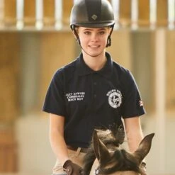 Pony Club Adults Polo Shirt Navy Blue -Saddle Store pc0413 lifestyle 4