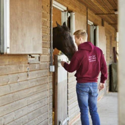 Personalised Adults Embroidered Hoodie Burgundy -Saddle Store personalisation lifestyle 397 1 sq web