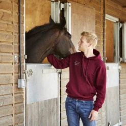 Personalised Adults Embroidered Hoodie Burgundy -Saddle Store personalisation lifestyle 410 sq web