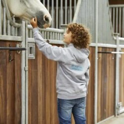 Personalised Junior Embroidered Hoodie Light Grey -Saddle Store personalisation lifestyle 789 sq web