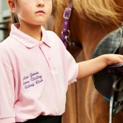 Personalised Kids Embroidered Polo Shirt Baby Pink -Saddle Store pink childrens polo