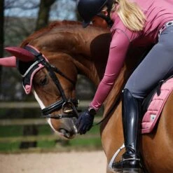 Protechmasta Lux Dressage Saddlecloth Rose -Saddle Store pink fly veil 1