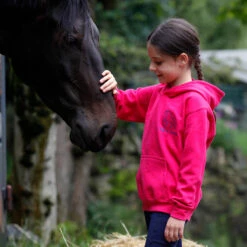 Personalised Junior Embroidered Hoodie Hot Pink -Saddle Store pink hoody personalised