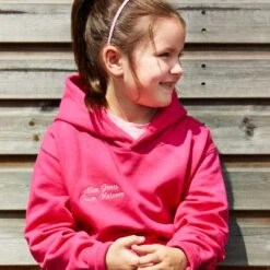 Personalised Junior Embroidered Hoodie Hot Pink -Saddle Store pink junior