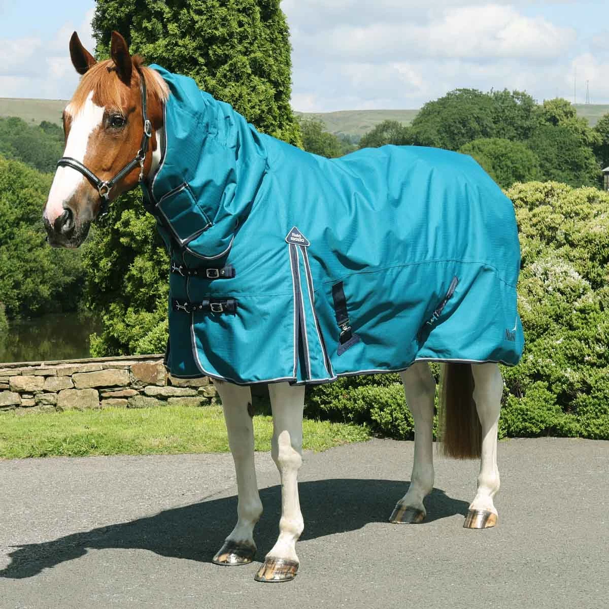 Fieldmasta 220g Combo Neck Turnout Rug Petrol Blue 1 Fieldmasta 220g Combo Neck Turnout Rug Petrol Blue