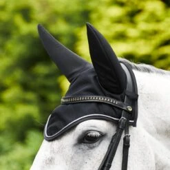 Protechmasta Infrared Horse Fly Veil With Soundproof Ears Black -Saddle Store protechmasta fly veil square