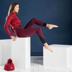 Farnell Breeches Full Grip Seat Burgundy -Saddle Store red lifestyle five