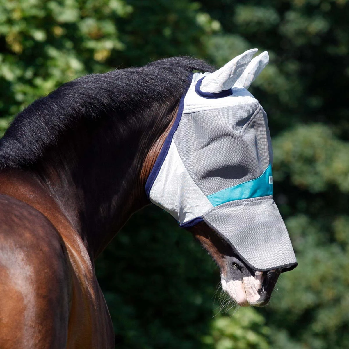 Masta Fly Mask With Ear & Nose Protection Teal 2 Masta Fly Mask With Ear & Nose Protection Teal - Image 2