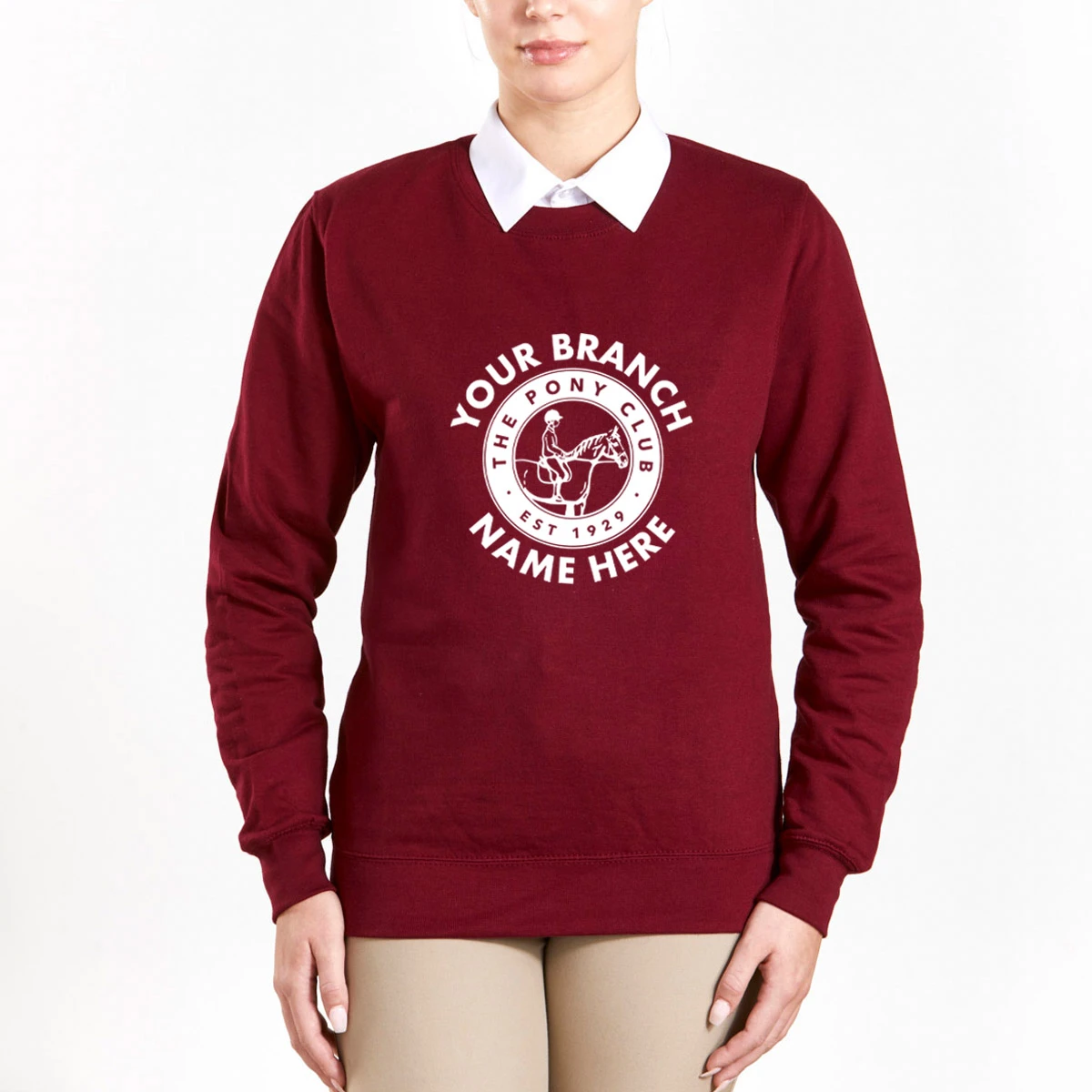 Pony Club Junior Sweatshirt Burgundy 1 Pony Club Junior Sweatshirt Burgundy