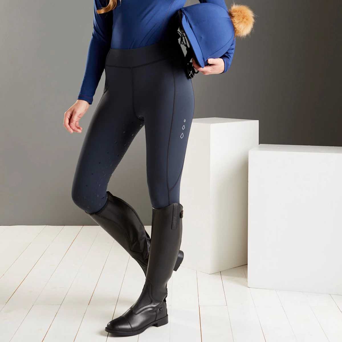 Harry Hall Winter Riding Tight Full Silicone Seat Navy Blue 5 Harry Hall Winter Riding Tight Full Silicone Seat Navy Blue - Image 5